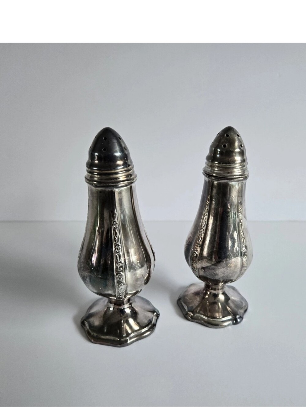 Viking Silver Plated Ep Lead Salt And Pepper Shakers Vintage Vtg